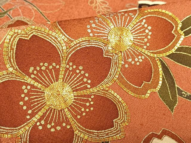 平和屋着物●豪華振袖 駒刺繍 花蝶文 暈し染め 金銀彩 正絹 逸品 AABB6357zg
