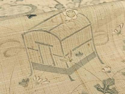 平和屋着物●訪問着　紬地　器物草花文　正絹　逸品　AABB6359zg