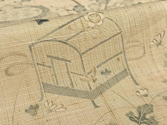平和屋着物●訪問着　紬地　器物草花文　正絹　逸品　AABB6359zg