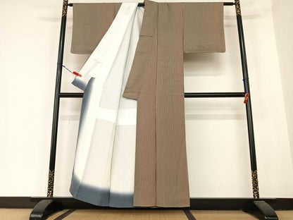 平和屋着物●上質な小紋　縞　正絹　逸品　未使用　AABB6370zg
