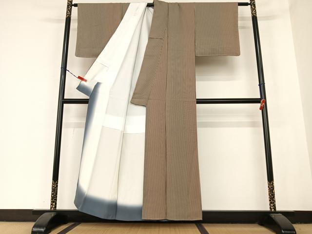 平和屋着物●上質な小紋　縞　正絹　逸品　未使用　AABB6370zg