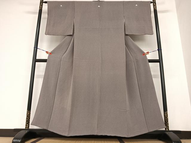 平和屋着物●上質な色無地　鳩羽鼠色　鬼しぼ縮緬　正絹　逸品　AABB6372zg