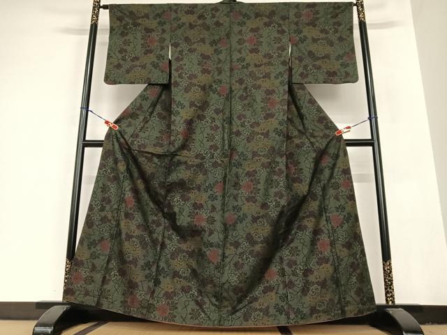 平和屋着物●本場大島紬 一元絣 蔦の葉文 正絹 逸品 AABB6379zg