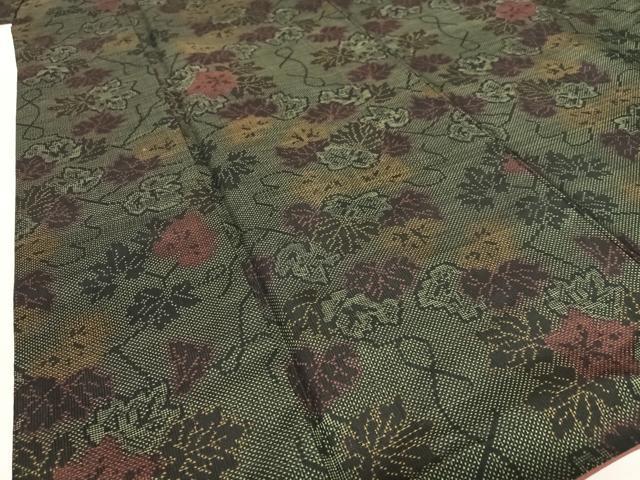平和屋着物●本場大島紬 一元絣 蔦の葉文 正絹 逸品 AABB6379zg