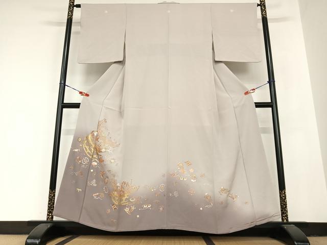 平和屋着物●豪華色留袖　駒刺繍　宝尽くし文　暈し染め　金彩　正絹　逸品　AABB6390zg