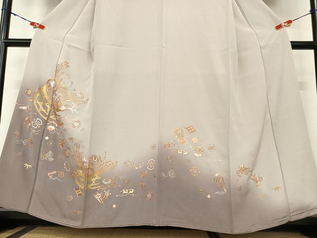 平和屋着物●豪華色留袖　駒刺繍　宝尽くし文　暈し染め　金彩　正絹　逸品　AABB6390zg