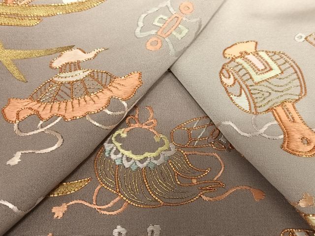 平和屋着物●豪華色留袖　駒刺繍　宝尽くし文　暈し染め　金彩　正絹　逸品　AABB6390zg