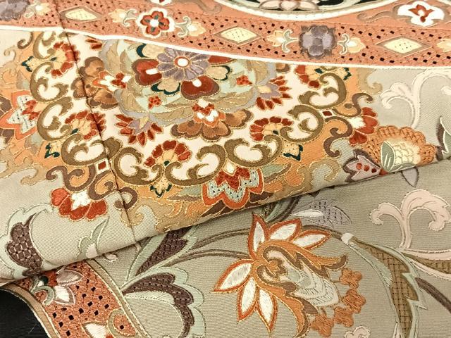 平和屋着物●総刺繍 黒留袖 中国三大刺繍 汕頭刺繍 スワトウ刺繍 更紗花文 金糸 正絹 逸品 AABB6401zg
