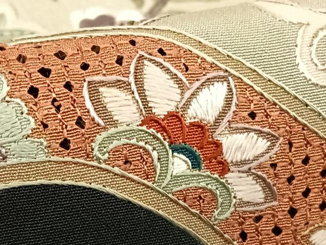 平和屋着物●総刺繍 黒留袖 中国三大刺繍 汕頭刺繍 スワトウ刺繍 更紗花文 金糸 正絹 逸品 AABB6401zg