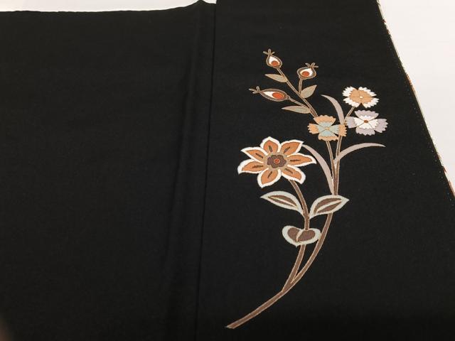 平和屋着物●総刺繍 黒留袖 中国三大刺繍 汕頭刺繍 スワトウ刺繍 更紗花文 金糸 正絹 逸品 AABB6401zg