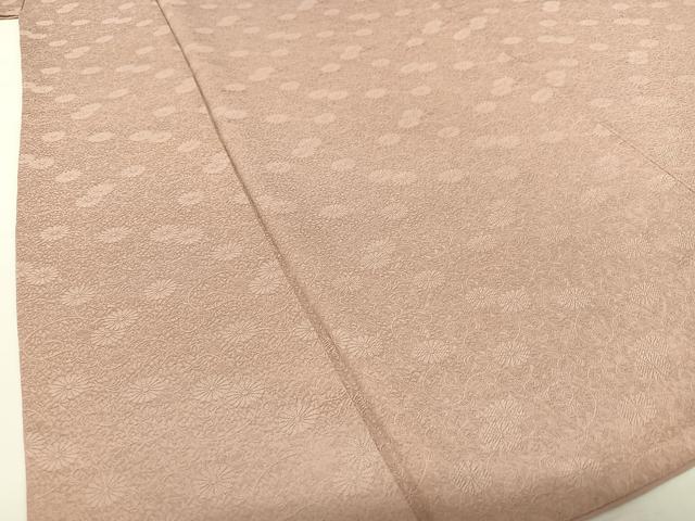 平和屋着物●上質な色無地　菊唐草地紋　蘇芳香色　正絹　逸品　AABB6409zg