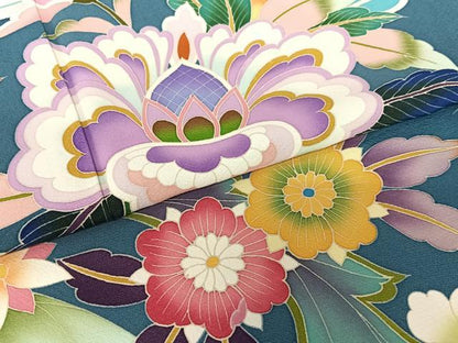 平和屋着物●豪華振袖 友禅 作家物 泰和 更紗花文 暈し染め 正絹 逸品 AABB6414zg