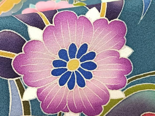 平和屋着物●豪華振袖 友禅 作家物 泰和 更紗花文 暈し染め 正絹 逸品 AABB6414zg