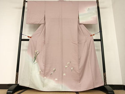 平和屋着物●訪問着　手描き　草花文　三越扱い　正絹　逸品　AABB6418zg