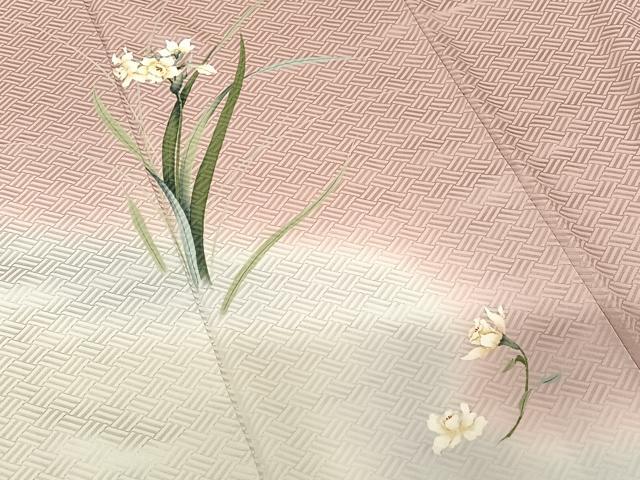 平和屋着物●訪問着　手描き　草花文　三越扱い　正絹　逸品　AABB6418zg