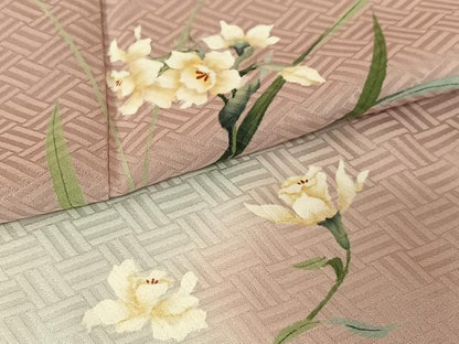 平和屋着物●訪問着　手描き　草花文　三越扱い　正絹　逸品　AABB6418zg