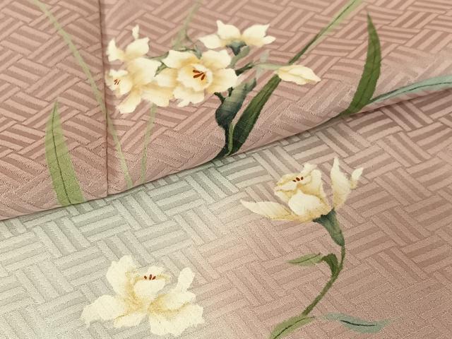 平和屋着物●訪問着　手描き　草花文　三越扱い　正絹　逸品　AABB6418zg