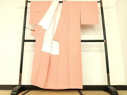 平和屋着物●上質な色無地　草花地紋　真赭色　正絹　逸品　未使用　AABB6419zg