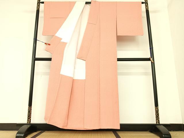 平和屋着物●上質な色無地　草花地紋　真赭色　正絹　逸品　未使用　AABB6419zg