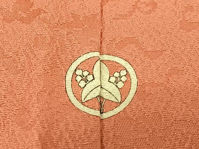 平和屋着物●上質な色無地　花唐草地紋　真赭色　正絹　逸品　AABB6428zg