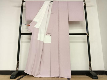 平和屋着物●上質な色無地 有栖川地紋 梅鼠色 正絹 逸品 AABB6434zg