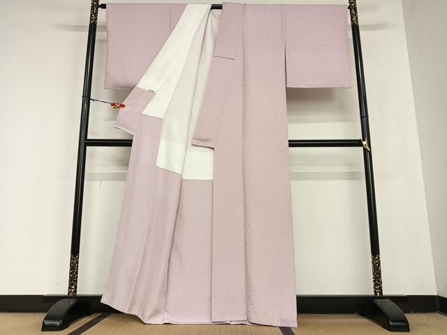 平和屋着物●上質な色無地 有栖川地紋 梅鼠色 正絹 逸品 AABB6434zg