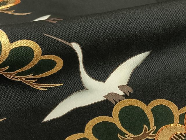 平和屋着物●皇室献上作家 北出与三郎 黒留袖 立波飛鶴松文 金彩 正絹 逸品 AABB6440zg