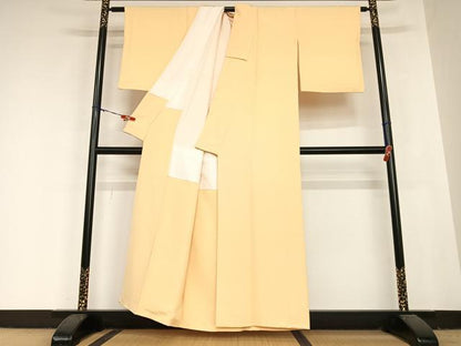 平和屋着物●上質な色無地 丸地紋 飴色 正絹 逸品 AABB6444zg