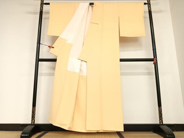 平和屋着物●上質な色無地 丸地紋 飴色 正絹 逸品 AABB6444zg