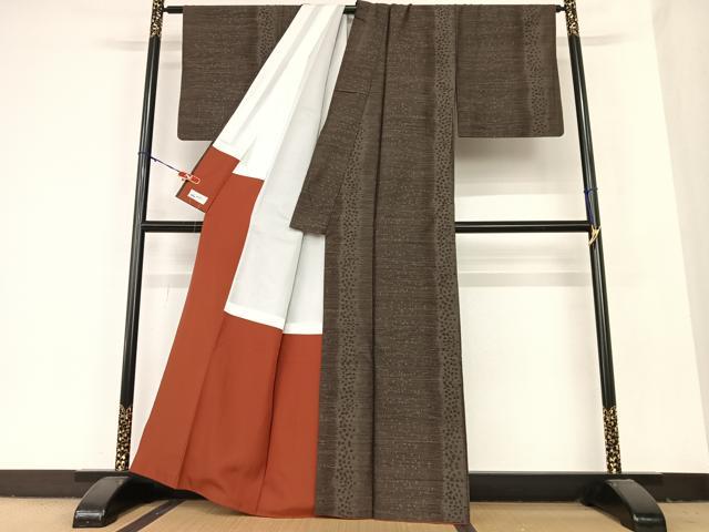 平和屋着物●本場大島紬　泥染め　間道　やまと誂製　正絹　逸品　AABB6447zg