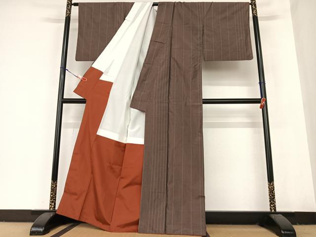 平和屋着物●本場大島紬　格子　正絹　逸品　AABB6448zg