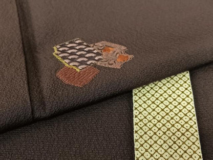 平和屋着物●訪問着 刺繍 破れ色紙花文 正絹 逸品 AABB6451zg