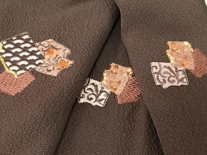 平和屋着物●訪問着 刺繍 破れ色紙花文 正絹 逸品 AABB6451zg