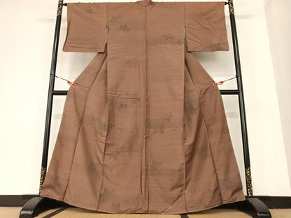 平和屋着物●上質な紬　楓文　正絹　逸品　AABB6452zg