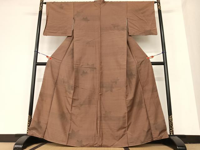 平和屋着物●上質な紬　楓文　正絹　逸品　AABB6452zg
