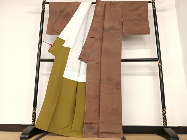 平和屋着物●上質な紬　楓文　正絹　逸品　AABB6452zg