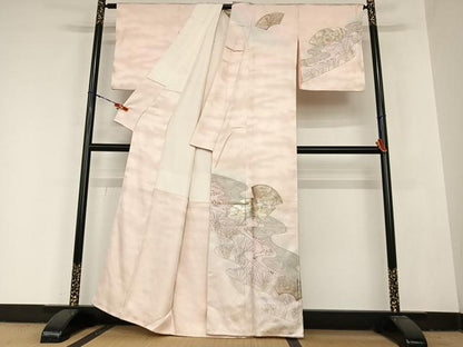 平和屋着物●訪問着 地紙重ね花文 暈し染め 金銀彩 正絹 逸品 AABB6458zg