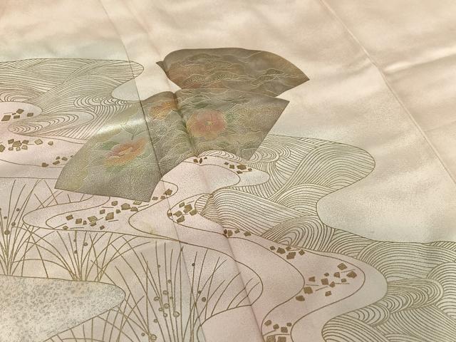 平和屋着物●訪問着 地紙重ね花文 暈し染め 金銀彩 正絹 逸品 AABB6458zg