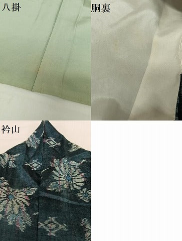 平和屋着物●上質な紬　絞り　草花文　正絹　逸品　AABB6463zg