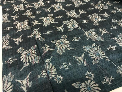平和屋着物●上質な紬　絞り　草花文　正絹　逸品　AABB6463zg