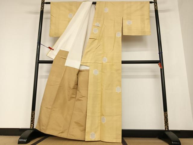 平和屋着物●上質な紬 80亀甲 亀甲文 正絹 逸品 AABB6465zg