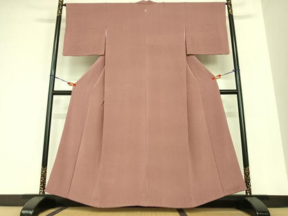 平和屋着物●上質な色無地　浅蘇芳色　鬼しぼ縮緬　正絹　逸品　AABB6474zg