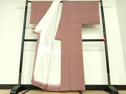 平和屋着物●上質な色無地　浅蘇芳色　鬼しぼ縮緬　正絹　逸品　AABB6474zg