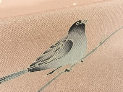平和屋着物●訪問着　枝花に休み鳥　暈し染め　正絹　逸品　AABB6476zg
