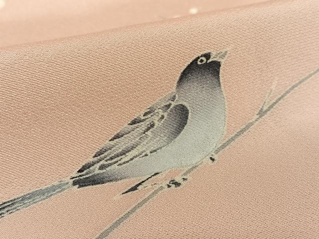 平和屋着物●訪問着　枝花に休み鳥　暈し染め　正絹　逸品　AABB6476zg