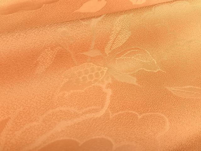 平和屋着物●上質な色無地 草花地紋 鉛丹色 暈し染め 正絹 逸品 未使用 AABB6477zg