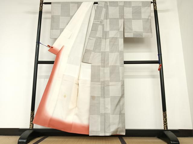 平和屋着物●本場大島紬 白大島 一元7マルキ 浜松文様 正絹 逸品 AABB6483zg