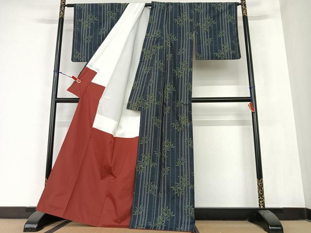 平和屋着物●本場大島紬　笹竹文　正絹　逸品　AABB6487zg