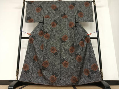 平和屋着物●本場大島紬　一元7マルキ　楓文　正絹　逸品　未使用　AABB6488zg
