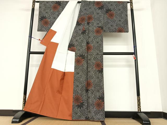 平和屋着物●本場大島紬　一元7マルキ　楓文　正絹　逸品　未使用　AABB6488zg